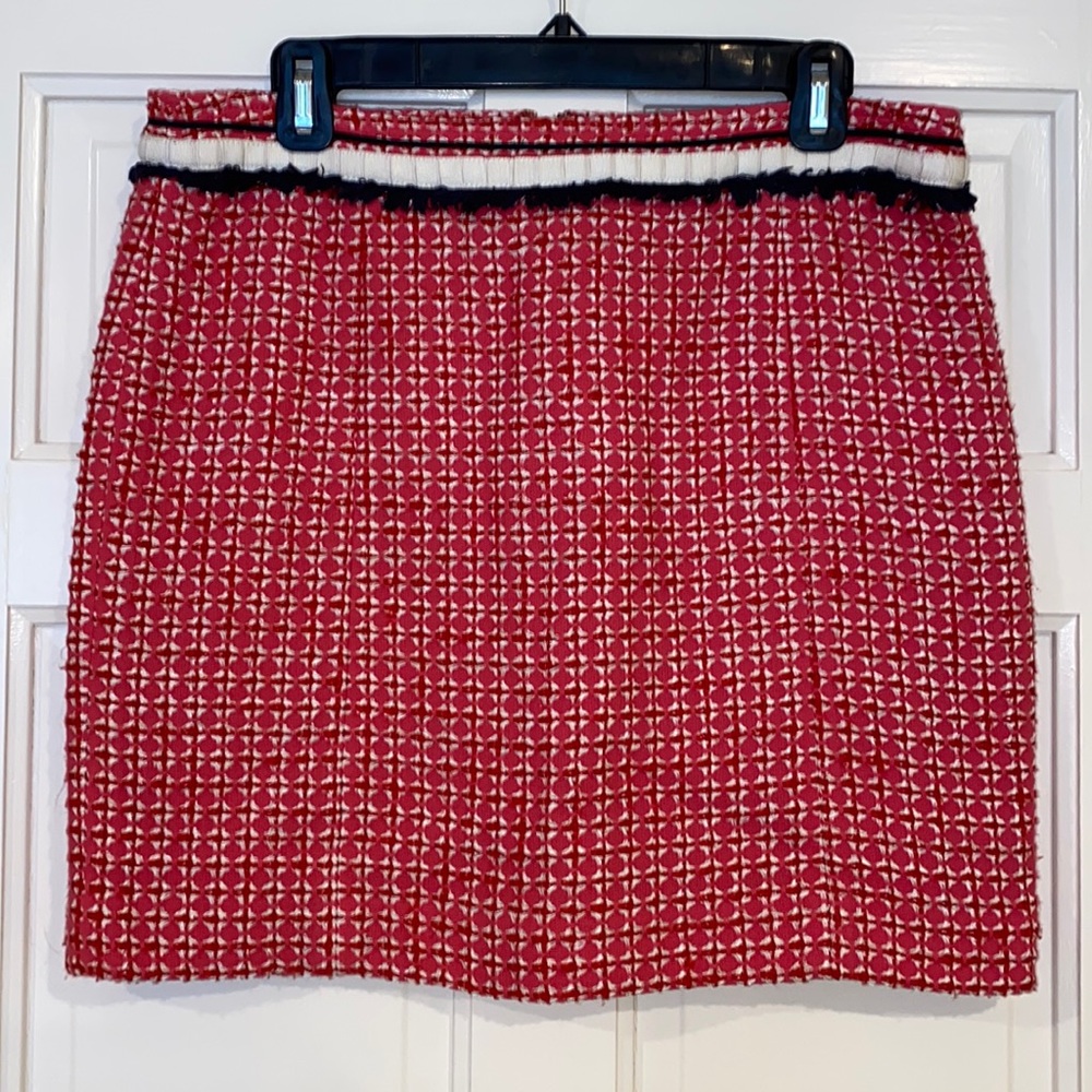 Tory Burch Tweed Skirt - Size 8 - Colors Pink, Red, Navy, White